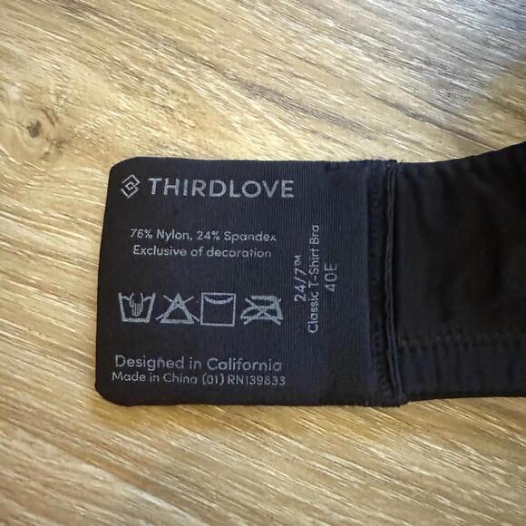 ThirdLove 40E Classic T-Shirt Bra Black Women's Size 40E - Picture 3 of 3